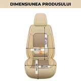 Set 2 Huse Scaune Auto Elindor® Universale, Design Tridimensional, Acoperire 360°, Husa pentru Protectie Sezut si Spatar Scaun Fata, Impermeabila, Piele Ecologica, Accesorii Masina Huse Interior,55 × 62 × 67 cm, Bej