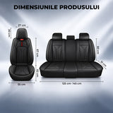 Set 5 Huse Scaune de Masina Elindor®, Huse Auto Piele, Impermeabile, Universale, Protectie Scaun Fata si Spate, Montaj Rapid, Accesorii Masina Interior, Negru