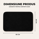 Covoras Antiderapant Elindor® pentru Intrare Casa, Lavabil la Masina, Super Absorbant, Moale, Durabil, Talpa Cauciucata Anti-Alunecare, Usor de Curatat, Pentru Interior si Exterior, 90 x 60 cm, Negru