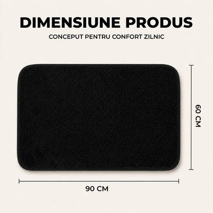Covoras Antiderapant Elindor® pentru Intrare Casa, Lavabil la Masina, Super Absorbant, Moale, Durabil, Talpa Cauciucata Anti-Alunecare, Usor de Curatat, Pentru Interior si Exterior, 90 x 60 cm, Negru