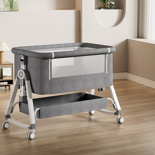 Patut Pliabil pentru Bebelusi Elindor® 3 in 1, Plasa Anti-insecte, Functie de Leagan, 6 Trepte de Inaltime Reglabile, Plasa Anti-Insecte, Cos Depozitare, Saltea 83x50 cm Inclusa, Unghi Inclinat 5°, Ajustabil, Greutate Suportata 10 kg, Varsta 0-12 Luni, Gr