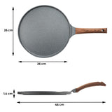 Tigaie de Clatite Elindor®, 26 cm, Invelis Granit Elvetian Antiaderent, Compatibila Inductie, PFOA Free, 26 × 46 × 1.4 cm, Negru