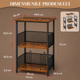 Raft Elindor® pe 3 Niveluri, pentru Depozitare Viniluri, Organizare Birou, Bar, Dulap Cadru Metalic, Organizator ca Etajera in Camara sau Birou, Perfect pentru Carti, Proiector, Pick-up, Stabil si Compact, Polita pentru Obiecte, 48 x 35 x 73 cm, Maro