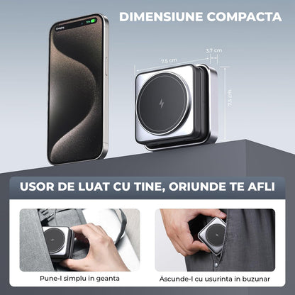 Incarcator Wireless 3 in 1 MagSafe Elindor®, Pliabil, Fast Charging 15W, Suport Magnetic pentru iPhone si Apple Watch