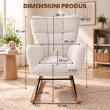 Fotoliu Balansoar Elindor® cu Spatar, Ergonomic, Cadru Solid din Otel, Ideal pentru Living, Dormitor, Camera Copilului, 68 x 88 x 93 cm, Alb