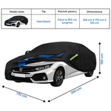 Prelata Auto Premium Elindor® Impermeabila, Protectie UV, Antisoare, Praf, Ploaie si Zapada, Toate Anotimpurile, Husa Exterior, Huse Protectie Completa, Universala, Accesorii Masina, Marime Hatchback, 350 × 170 × 150 cm, Gri