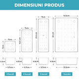Set 16 Cutii Depozitare Elindor® Organizator pentru Bucatarie si Baie, 4 Marimi, Organizatoare Dulap si Sertare, Cutie pentru Sertar, Frigider, Camara, Baie, Bar, Birou, Cos Multifunctional, Separator Fructe, Legume, Creme, Parfumuri, PP