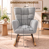 Fotoliu Balansoar Elindor® cu Spatar, Ergonomic, Cadru Solid din Otel, Ideal pentru Living, Dormitor, Camera Copilului, 68 x 88 x 93 cm, Gri Albastrui Deschis
