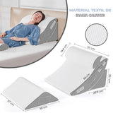 Perna Ortopedica Triunghiulara Elindor® pentru Pat, Perna din Spuma cu Memorie, Set 4 Piese, Suport Spate, Cap, Post-Operator, Anti-Reflux, Antisforait, Antirid, Husa Detasabila cu Fermoar, Reglabil cu Velcro, 57 x 57 cm, Alb / Gri