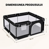 Tarc de Joaca pentru Bebelusi si Copii Elindor® cu Husa Groasa din Spuma, Spatiul Sigur de Joaca, Plasa de Protectie, Include Usa cu Fermoar, Materiale Eco-Friendly și Non-Toxice, Varsta 0-5 ani, 150 x 150 x 65 cm, Negru