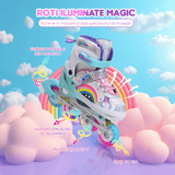 Role Reglabile pentru Copii și Adulți, 4 Roți Luminoase, Curcubeu, Mărimea 27-31 S