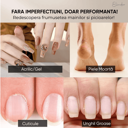 Freză unghii profesională wireless, 18.000 RPM, 12 capete, 36 benzi de șlefuire, roz