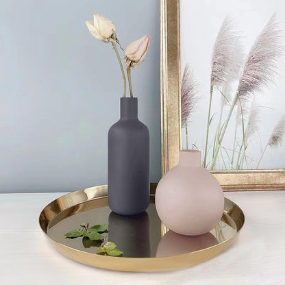 Set 3 Vaze Ceramica Elindor® Cu Design Modern in Nuante Morandi, Decor Elegant Pentru Masa, Biblioteca, Etajera sau Hol, Gri