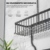 Suport Săpun și Etajere Duș Elindor®, Lipire Adeziv, 10 Cărlinge, Capacitate 20kg, Negru