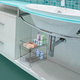 Organizator Transparente Elindor® cu 2 Nivele, Recipient de Depozitare Multifunctional si Glisant, Organizator pentru Dulapul de sub Chiuveta din Baie si Bucatarie, 30 × 19 × 25.5 cm, Acrilic