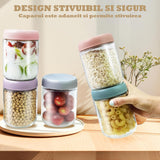 Set 6 Recipiente Sticlă Elindor® pentru Depozitare Alimente Tip Borcan - 475ml