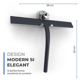 Racleta pentru Geamuri Elindor®, Stergator Ideal pentru Baie, Cabine de Dus, Parbriz, Spalator pentru Geam Interior si Exterior, Aparat de Curatat din Silicon, 22x28 cm, Negru
