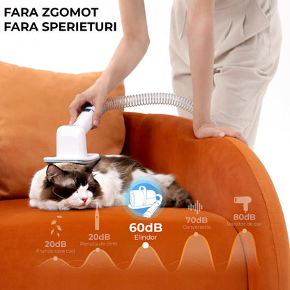 Trimmer și Aspirator Elindor® pentru Blana Animalelor, Alb/Albastru