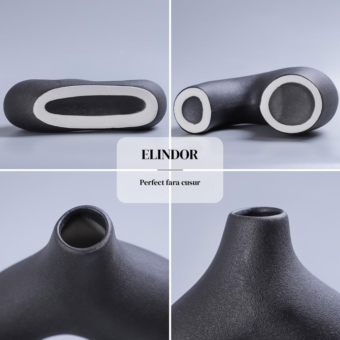 Vaze Moderne Elindor® Set 2 Bucati, Design Unic, Accente Boho, Decorative, Potrivite pentru Orice Tip de Flori, Negru