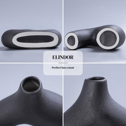 Vaze Moderne Elindor® Set 2 Bucati, Design Unic, Accente Boho, Decorative, Potrivite pentru Orice Tip de Flori, Negru