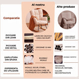 Fotoliu Balansoar Crem Deschis Elindor® cu Perna Moale si Spatar Inalt, Pufos, Ergonomic, Cadru Solid din Otel si Lemn, Suporta 115 kg, Ideal pentru Camera Copilului, Living sau Dormitor