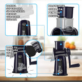 Razatoare Rotativa 5 in 1 Elindor® cu Maner, Lame din Otel Inoxidabil, Tocator Legume, Razatoare Branza, Nuci, Morcovi, Varza, Ustensila de Bucatarie, Design Compact, Multifunctional, Mov