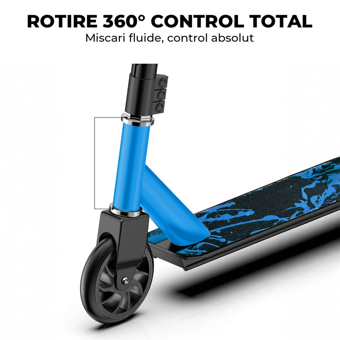 Troținetă Sport Elindor®, Rotire 360°, Roți Aluminiu, Albastru