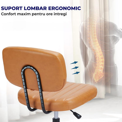 Scaun de Birou Elindor® Fără Brațe, Rotativ, Reglabil, Maro