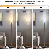 Lampa de Podea Elindor® Veioza cu Abajur Tesatura, Lumina Calda, Soclu Compatitbil E26, Structura Metalica, pentru Camera de Zi, Dormitor, Sufragerie, Birou, Hol, Picior 194 x Baza 22 cm, Alb