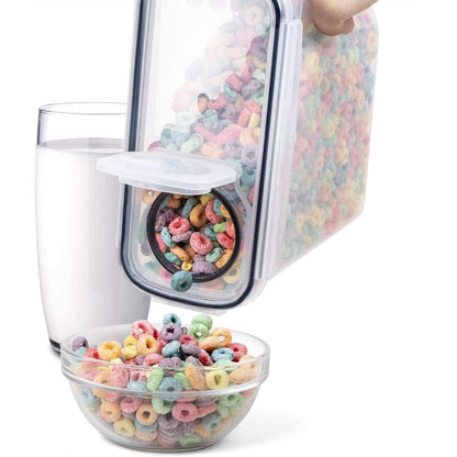 Set 4 Recipiente pentru Alimente Elindor®, 4L, Închidere Ermetică, Transparent