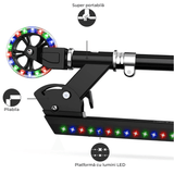 Trotinetă cu Lumini LED Elindor® pentru Copii, Pliabilă și Reglabilă, Neagră