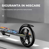 Trotineta pentru Copii si Adulti Elindor® cu Amortizor, Pliabila, pentru Freestyle, Fete si Baieti, Ghidon Ajustabil 78 - 105 cm, Frana din Miscare, Greutate Maxima Suportata 200 kg, Suprafata Antiderapanta, Negru