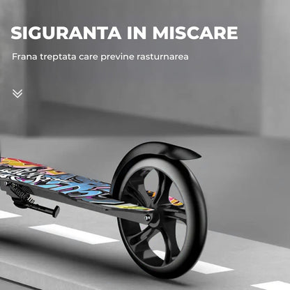 Trotinetă Pliabilă cu Amortizor Elindor®, Frână Spate și Platformă Antiderapantă, Neagră