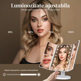 Oglinda Cosmetica Elindor® cu Iluminare LED, Marire 2X, 3X, 10X, Control Tactil, Alimentare Dubla, Alb