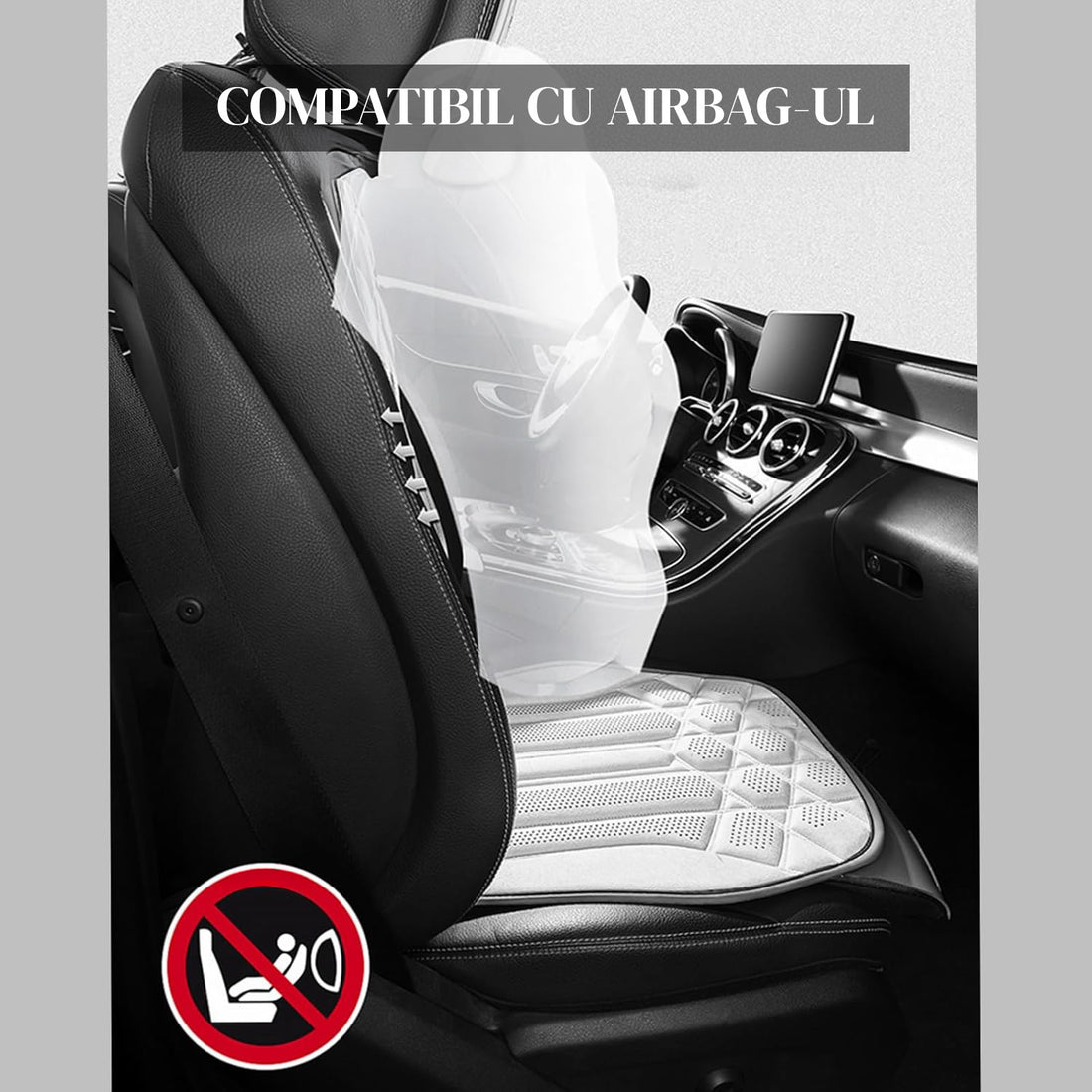 Husa Scaun Auto Premium Elindor® Universala, pentru Protectie Sezut Scaune, Ofera Protectie Pentru Bancheta Fata, Antialunecare, Piele PU, Material Respirabil, Buzunar Depozitare, Accesorii Masina Huse Interior 57x42 cm, Gri