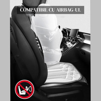 Husa Scaun Auto Premium Elindor® Universala, pentru Protectie Sezut Scaune, Ofera Protectie Pentru Bancheta Fata, Antialunecare, Piele PU, Material Respirabil, Buzunar Depozitare, Accesorii Masina Huse Interior 57x42 cm, Gri