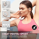 Casti Wireless Elindor® Sport Bluetooth 5.4, 75h Autonomie, ENC, Earhooks, IPX7 Waterproof, Microfon, Roz