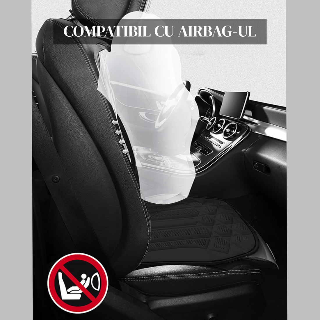 Husa Scaun Auto Premium Elindor® Universala, pentru Protectie Sezut Scaune, Ofera Protectie Pentru Bancheta Fata, Antialunecare, Piele PU, Material Respirabil, Buzunar Depozitare, Accesorii Masina Huse Interior 57x42 cm, Negru