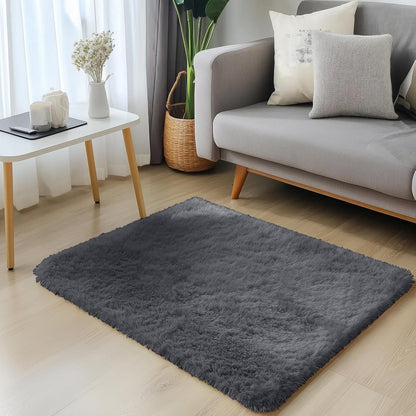 Covor Elindor® Antiderapant, Lavabil, Modern, Ideal pentru Living, Dormitor, Birou, Camera Copiilor, Covor cu Tesatura Lunga si Moale, Curatare Usoara, 120 x 160 cm, Gri