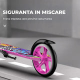 Trotinetă Pliabilă cu Amortizor Elindor®, Frână Spate și Platformă Antiderapantă, Roz