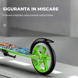 Trotiinetă Pliabilă cu Amortizor Elindor®, Frână Spate și Platformă Antiderapantă, Verde