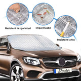Parasolar Auto Elindor® pentru Parbriz, Magnetic cu 3 Magneti si Aripi Laterale, Material cu 4 Straturi, Universal, Folie pentru Protectie Soare, Anti-inghet, Pliabil, Usor de Depozitat, Accesorii Masina Exterior, 157 x 126 cm, Argintiu