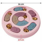 Jucarie Puzzle Elindor® Interactiva pentru Animale de Companie, Bol de Mancare, Compartimente Glisante, Roz