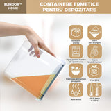 Set de 6 Recipiente Elindor® Mari, Caserole Ingrediente pentru Bucatarie, pentru Alimente Uscate, Recipient pentru Depozitare Cafea, Zahar, Paste, Cereale, Capac Etans, fara BPA, Etichete Reutilizabile, Marker, 4L, 9 × 10 × 15 cmTransparent