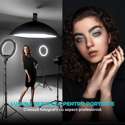 Lampa Ring Light Elindor®,10 Inch, RGB, Negru