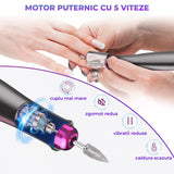 Freza Unghii Reîncărcabilă Elindor® 35.000 RPM, Afisaj LED, 5 Viteze, Negru