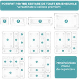 Set 25 Organizatoare Elindor® Transparent pentru Sertare