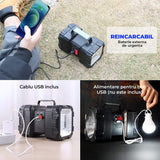 Lanterna Multifunctionala Elindor® Reincarcabila, 10.000mAh, Power Bank, 10.00LM, 7 Moduri, IPX44, 2 Capete, Negru