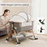 Pătuț Pliabil pentru Bebeluși Elindor®, 3 în 1, Leagăn, 6 Trepte de Înălțime Reglabile
