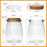 Set 20 Borcane Mici Elindor® din Sticla cu Capac Pluta, 200 ml, Borcane Iaurt, Desert, Miere, Marturii Botez, cu Etichete Personalizabile, Perfecte pentru Cadouri Creative si Evenimente Speciale, Transparent